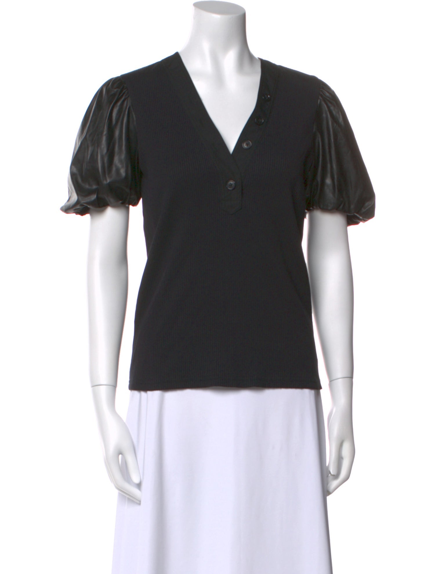 Derek Lam 10 Crosby V-Neck Short Sleeve Polo