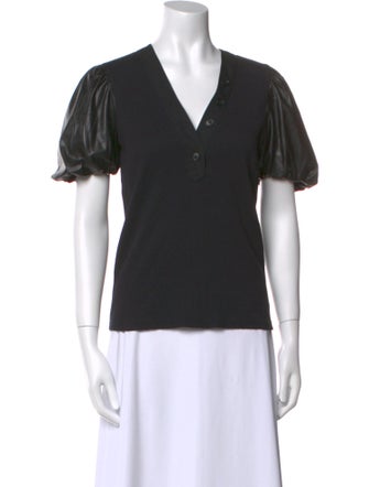 Derek Lam 10 Crosby V-Neck Short Sleeve Polo