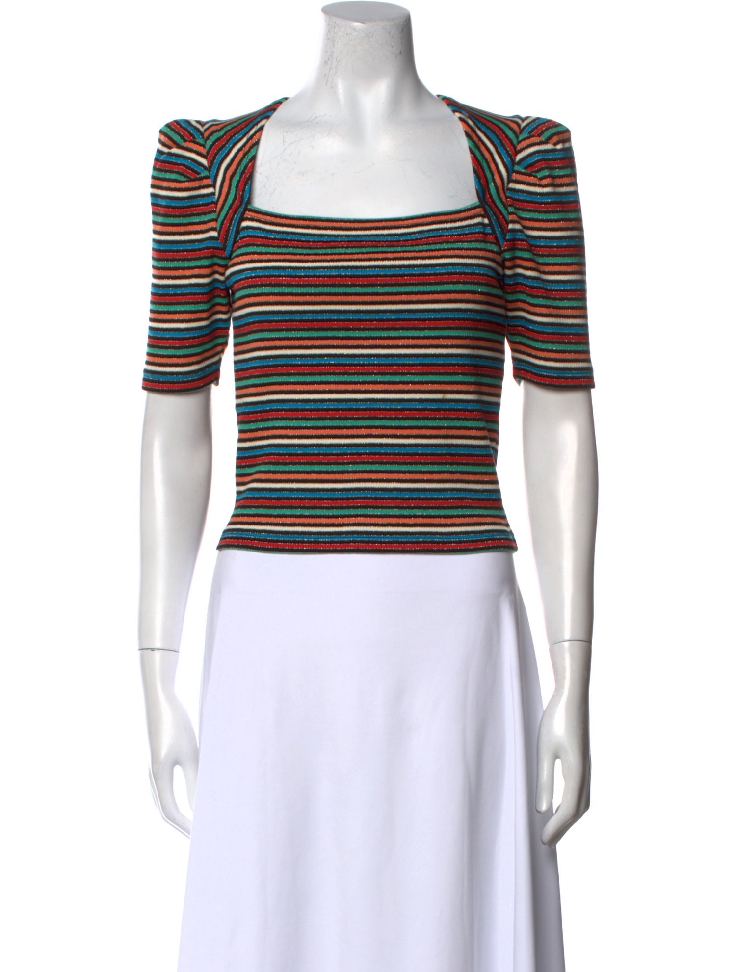 Derek Lam 10 Crosby Striped Square Neckline Crop Top