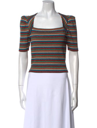 Derek Lam 10 Crosby Striped Square Neckline Crop Top