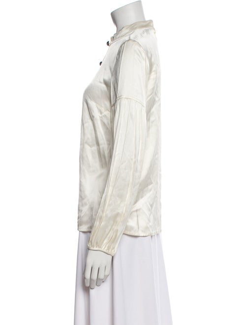 Derek Lam 10 Crosby Mock Neck Long Sleeve Button-Up Top