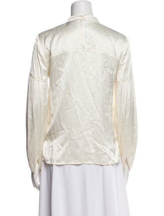 Derek Lam 10 Crosby Mock Neck Long Sleeve Button-Up Top