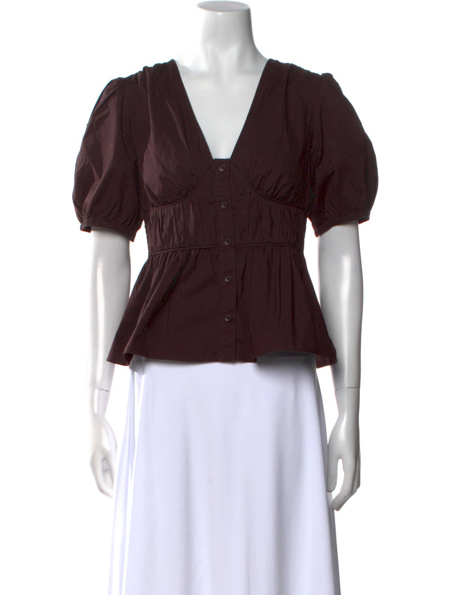 Derek Lam 10 Crosby V-Neck Short Sleeve Crop Top