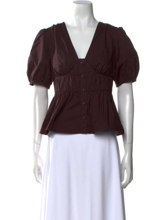 Derek Lam 10 Crosby V-Neck Short Sleeve Crop Top