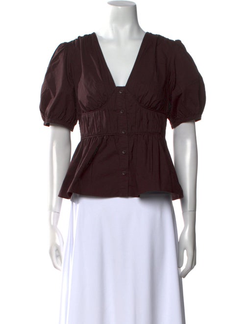 Derek Lam 10 Crosby V-Neck Short Sleeve Crop Top