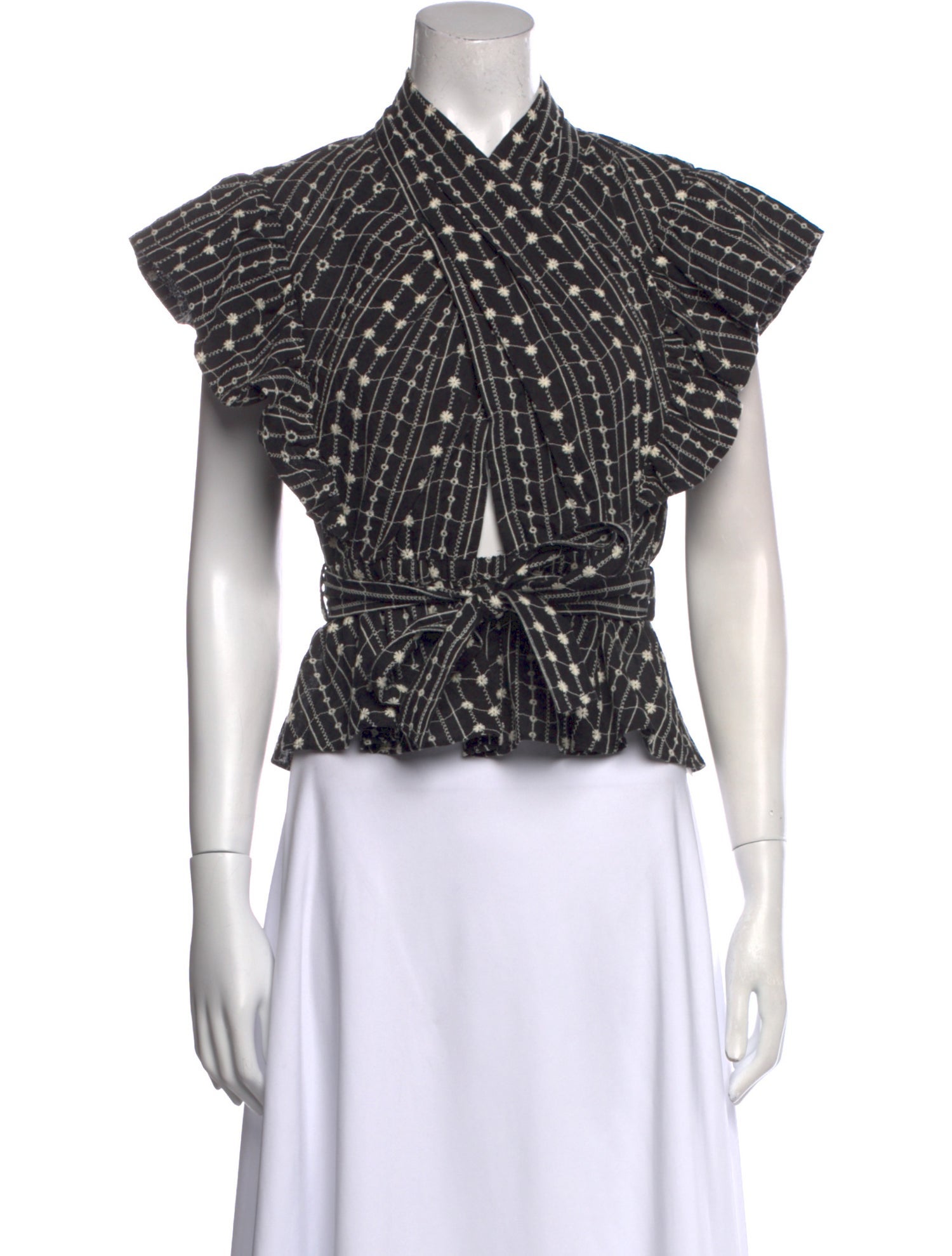 Derek Lam 10 Crosby Printed Mock Neck Crop Top