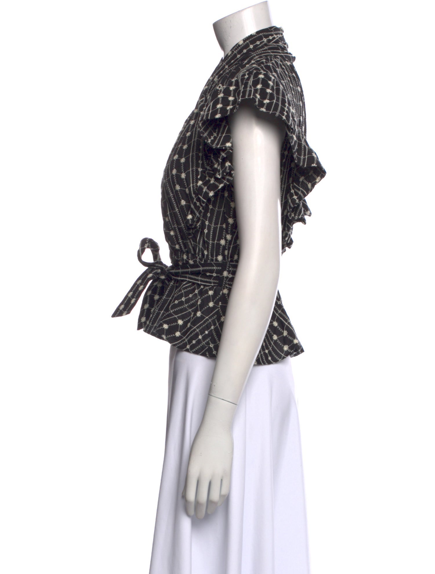 Derek Lam 10 Crosby Printed Mock Neck Crop Top