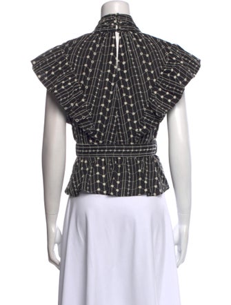 Derek Lam 10 Crosby Printed Mock Neck Crop Top