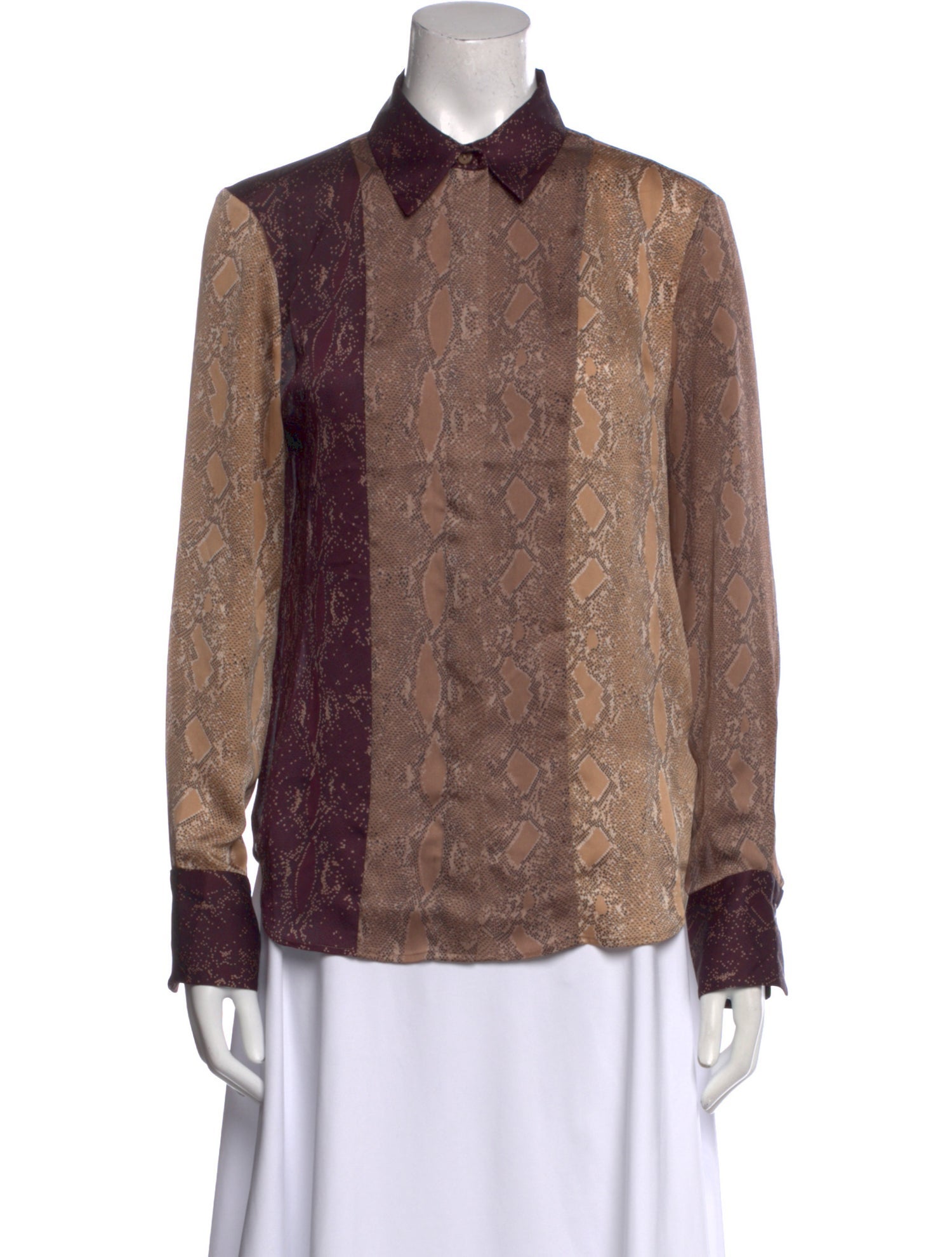 Derek Lam 10 Crosby Animal Print Long Sleeve Button-Up Top