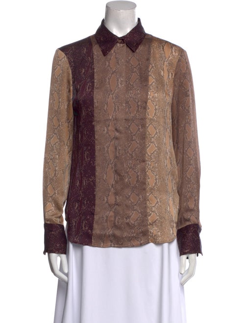 Derek Lam 10 Crosby Animal Print Long Sleeve Button-Up Top