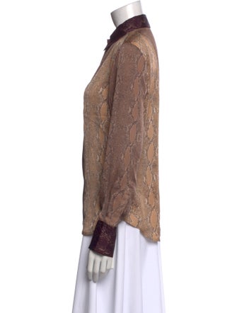 Derek Lam 10 Crosby Animal Print Long Sleeve Button-Up Top