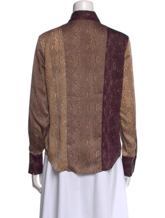 Derek Lam 10 Crosby Animal Print Long Sleeve Button-Up Top