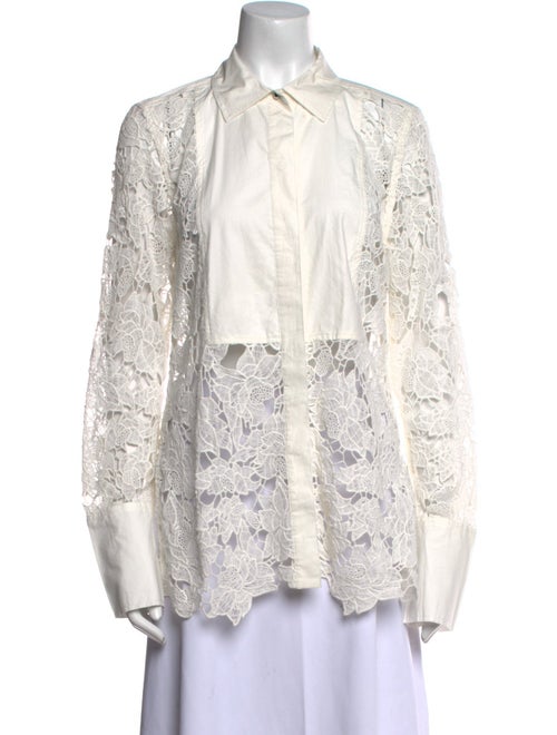 Derek Lam 10 Crosby Lace Pattern Long Sleeve Button-Up Top