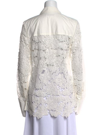 Derek Lam 10 Crosby Lace Pattern Long Sleeve Button-Up Top