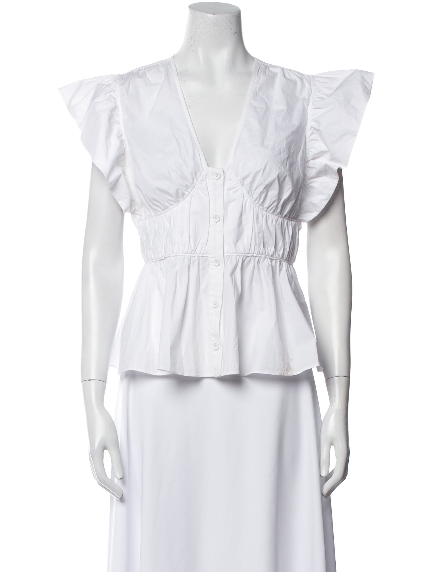 Derek Lam 10 Crosby V-Neck Short Sleeve Crop Top