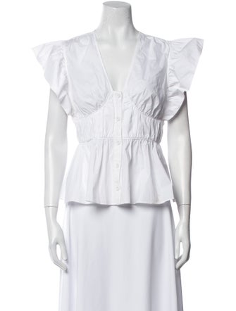 Derek Lam 10 Crosby V-Neck Short Sleeve Crop Top