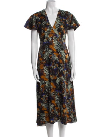 Derek Lam 10 Crosby Floral Print Midi Length Dress