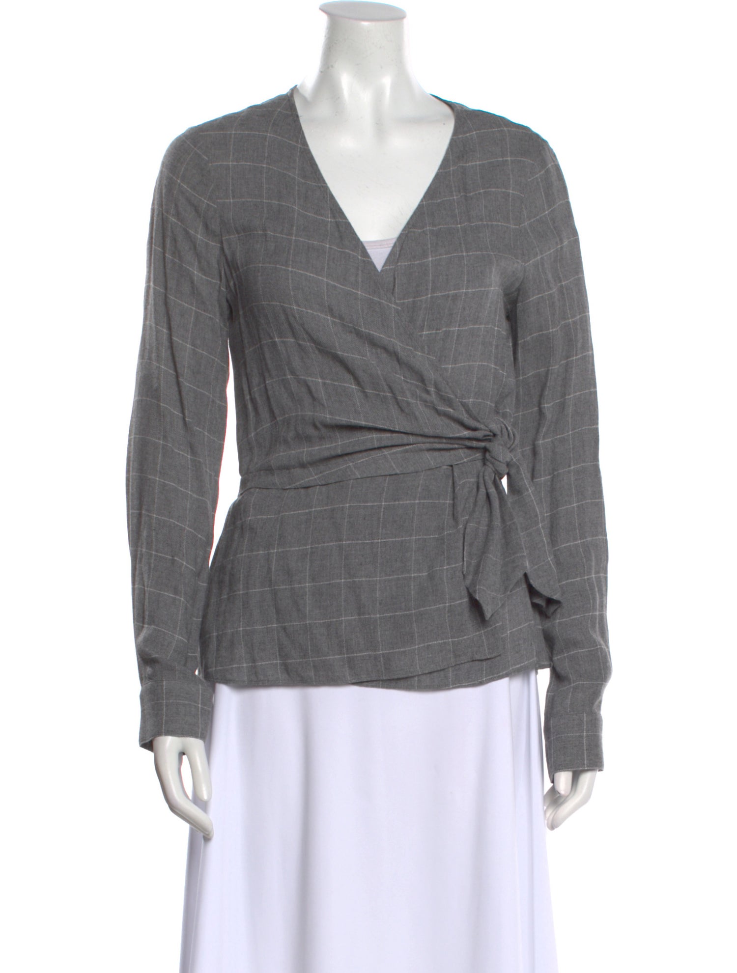 Derek Lam 10 Crosby Plaid Print V-Neck Blouse