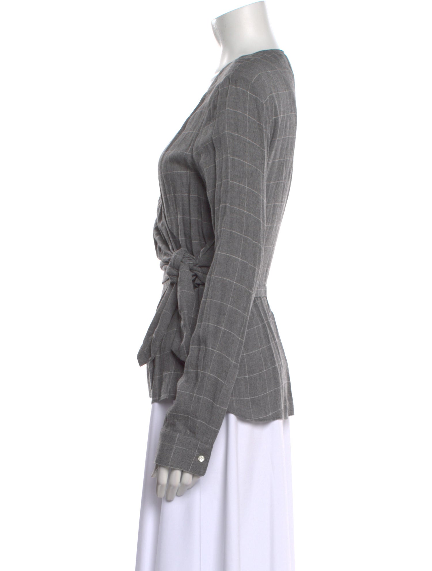 Derek Lam 10 Crosby Plaid Print V-Neck Blouse