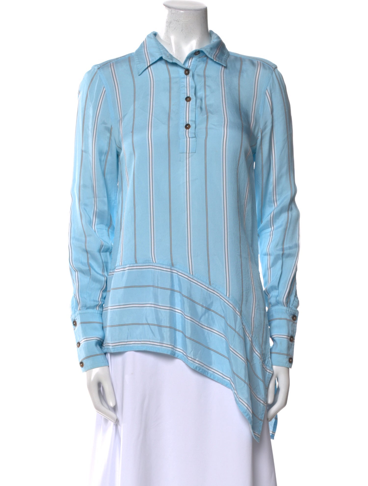 Derek Lam 10 Crosby Striped Long Sleeve Button-Up Top