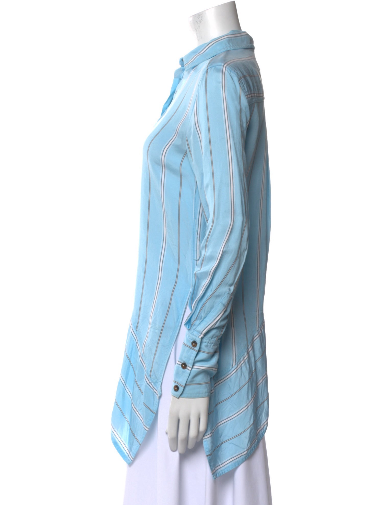 Derek Lam 10 Crosby Striped Long Sleeve Button-Up Top