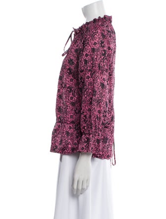 Derek Lam 10 Crosby Floral Print Tie Neck Blouse