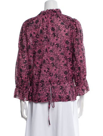Derek Lam 10 Crosby Floral Print Tie Neck Blouse