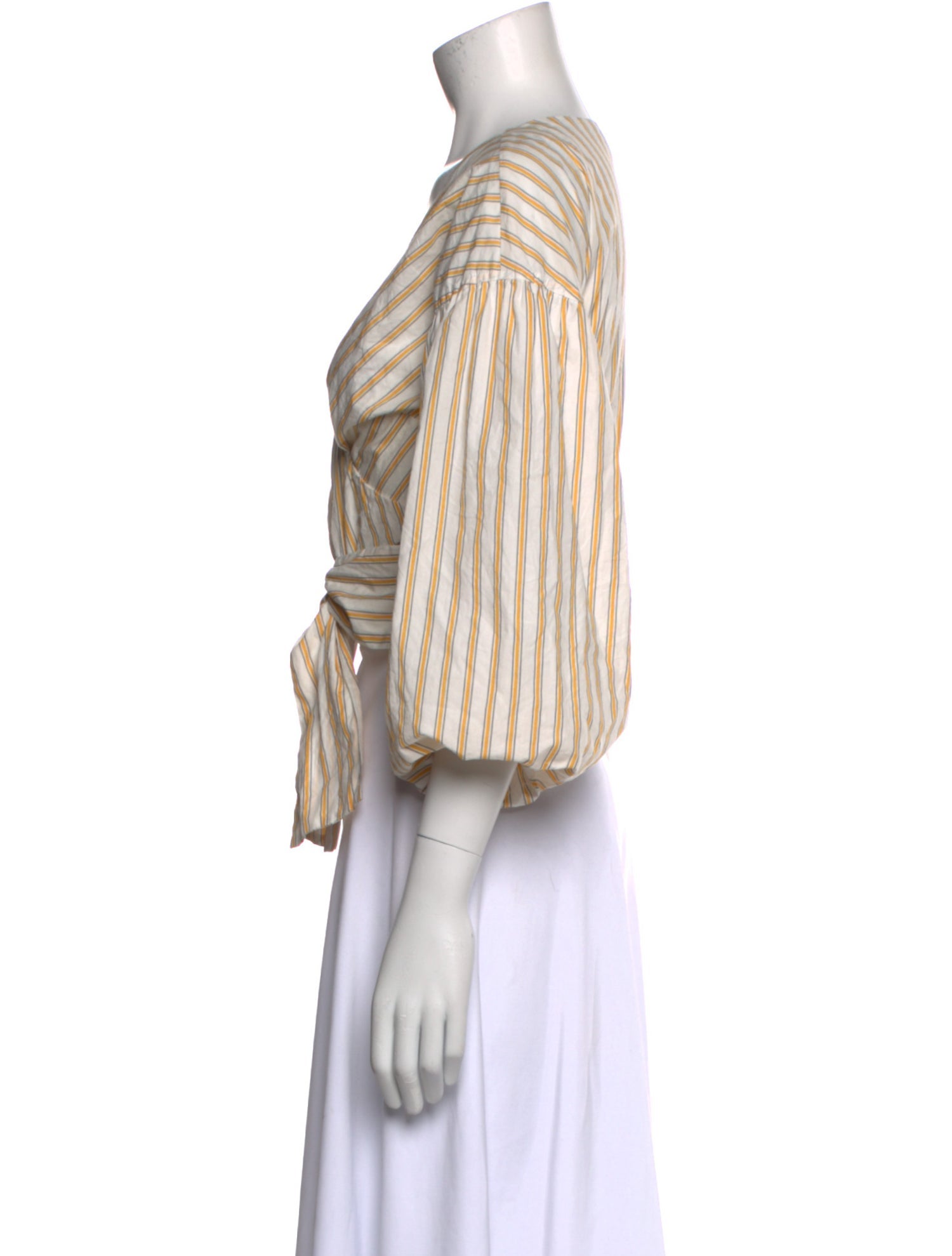 Derek Lam 10 Crosby Striped V-Neck Crop Top