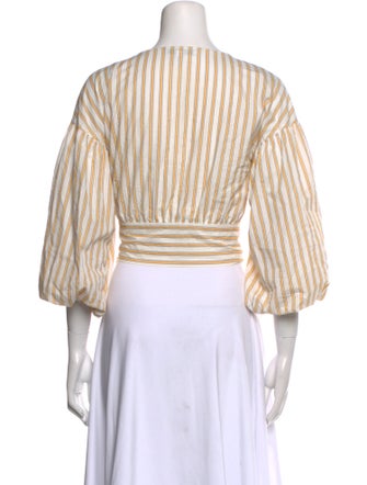 Derek Lam 10 Crosby Striped V-Neck Crop Top