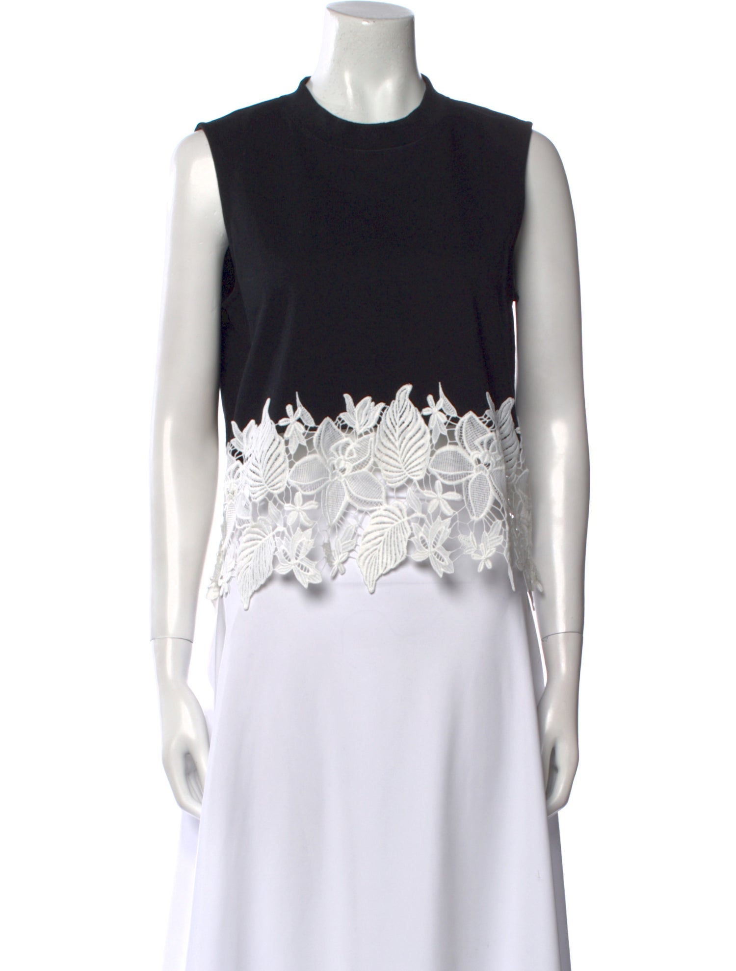 Derek Lam 10 Crosby Lace Pattern Crew Neck Crop Top