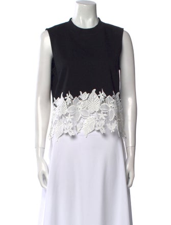 Derek Lam 10 Crosby Lace Pattern Crew Neck Crop Top