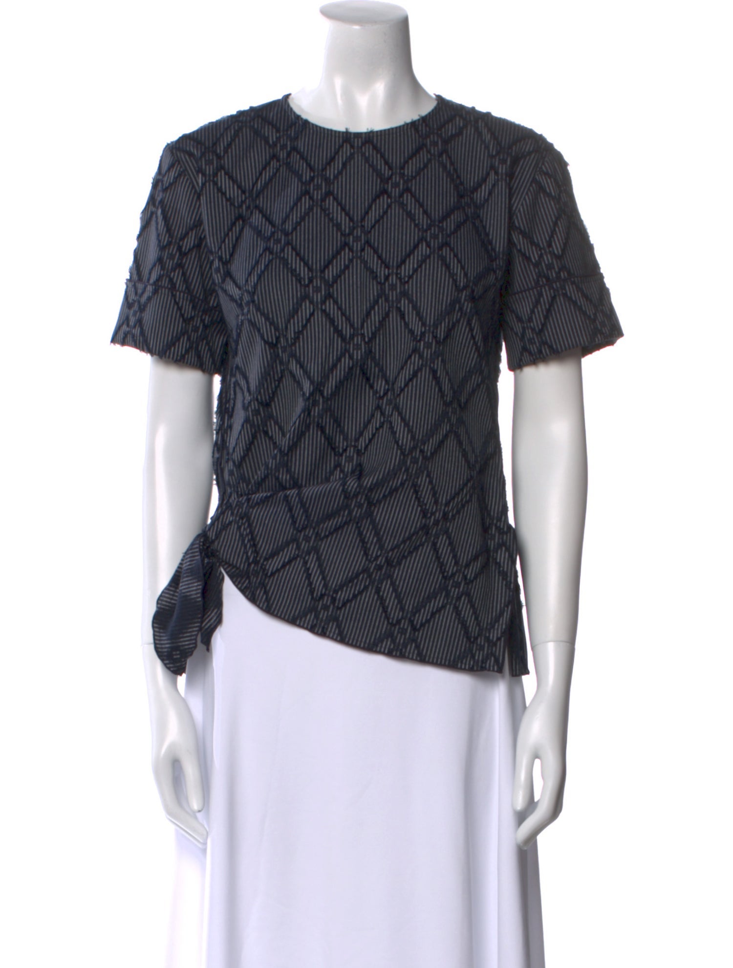 Derek Lam 10 Crosby Plaid Print Crew Neck Blouse