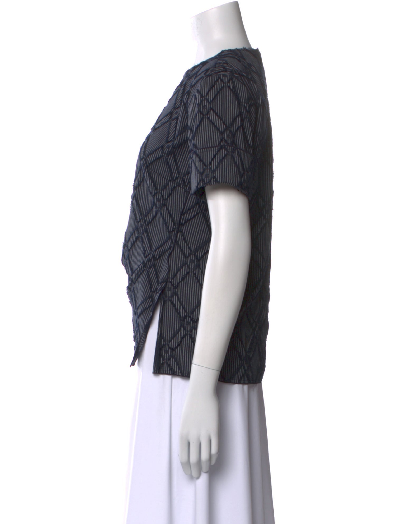 Derek Lam 10 Crosby Plaid Print Crew Neck Blouse