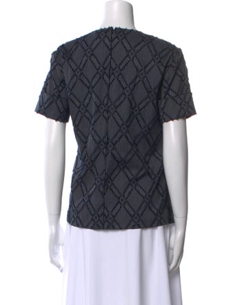 Derek Lam 10 Crosby Plaid Print Crew Neck Blouse