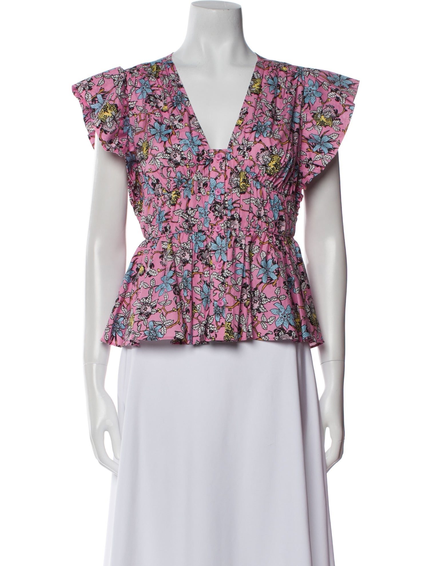 Derek Lam 10 Crosby Floral Print V-Neck Crop Top