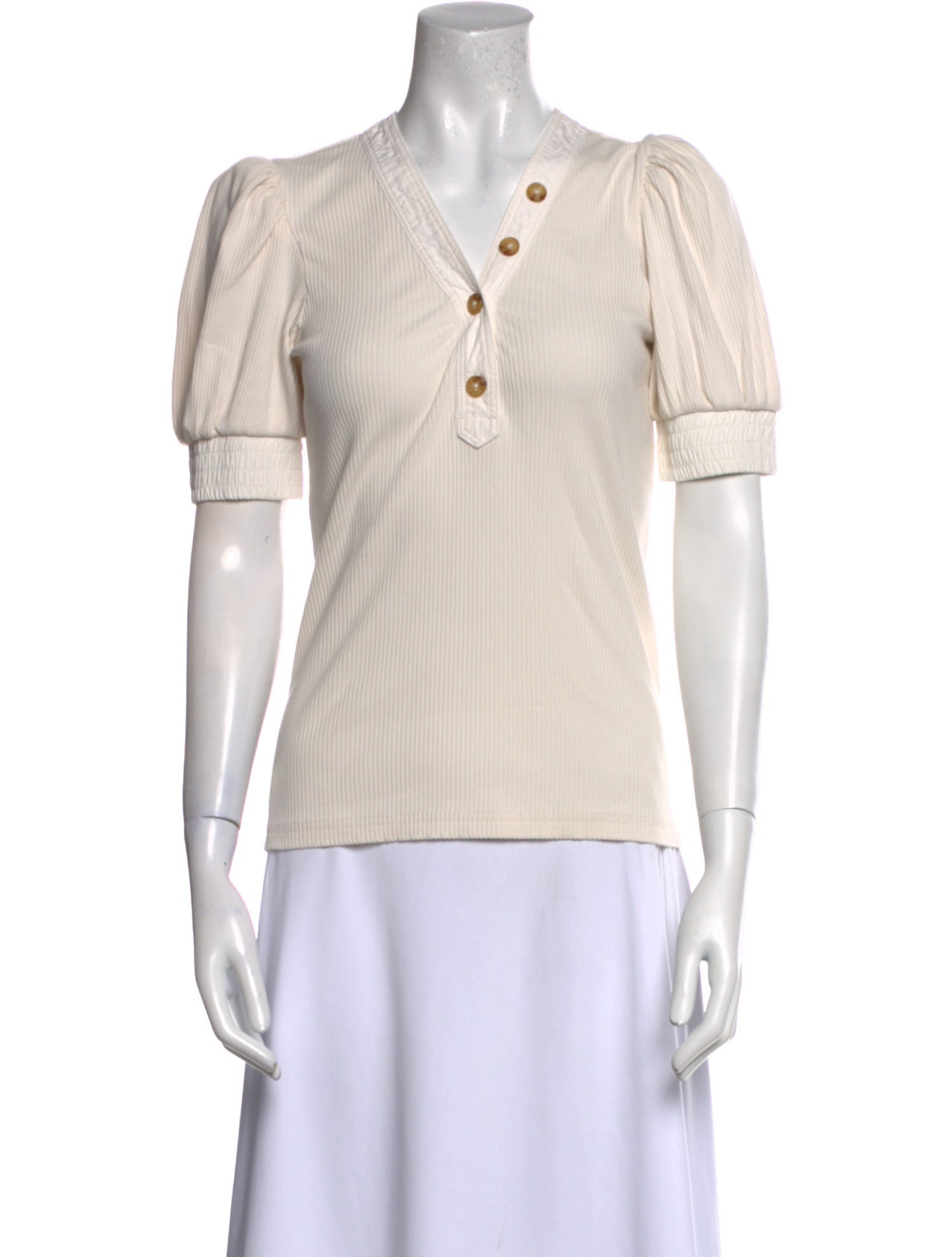 Derek Lam 10 Crosby V-Neck Short Sleeve Polo