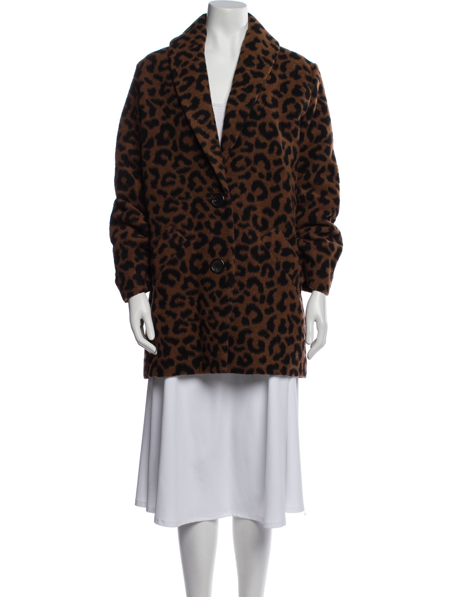 Derek Lam 10 Crosby Wool Animal Print Faux Fur Coat