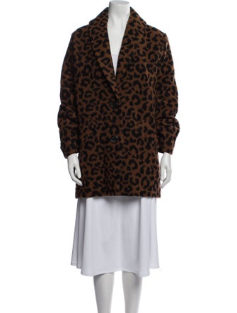 Derek Lam 10 Crosby Wool Animal Print Faux Fur Coat