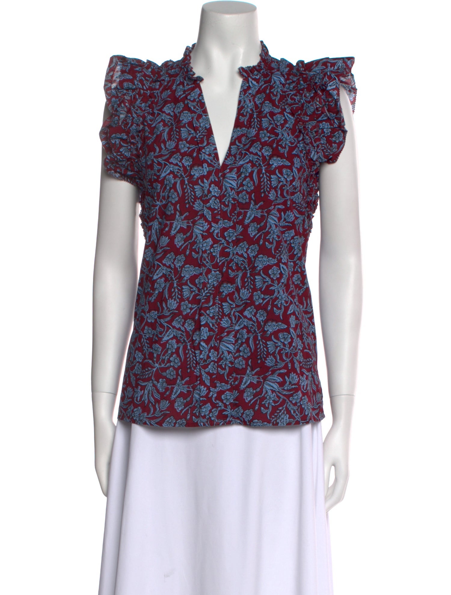 Derek Lam 10 Crosby Floral Print V-Neck Blouse