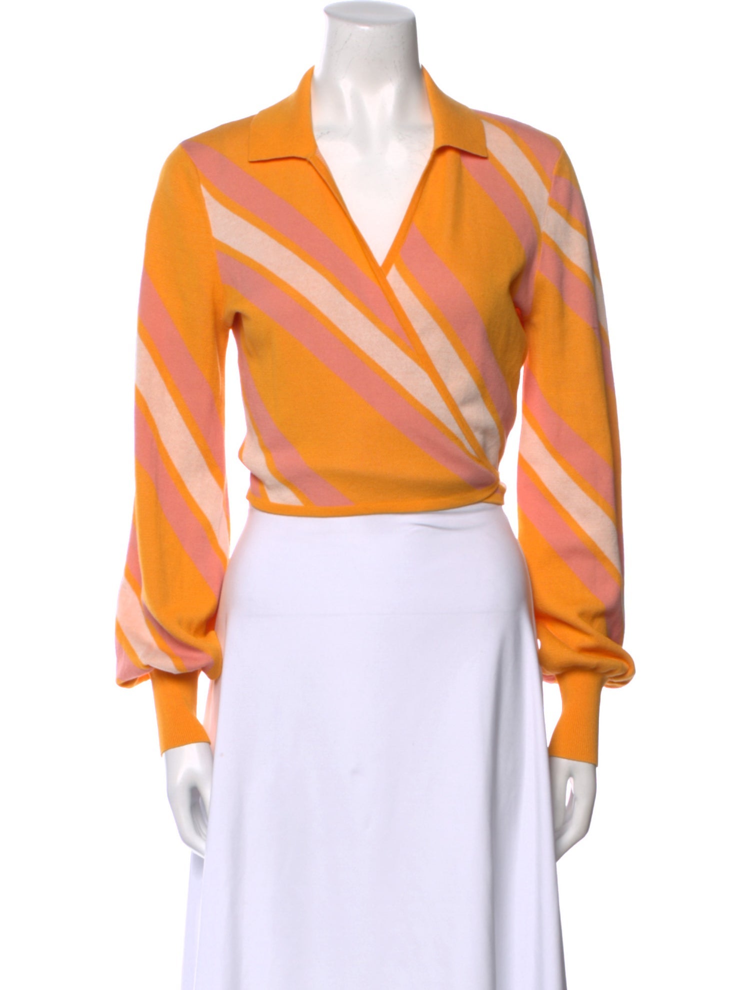 Derek Lam 10 Crosby Striped V-Neck Crop Top