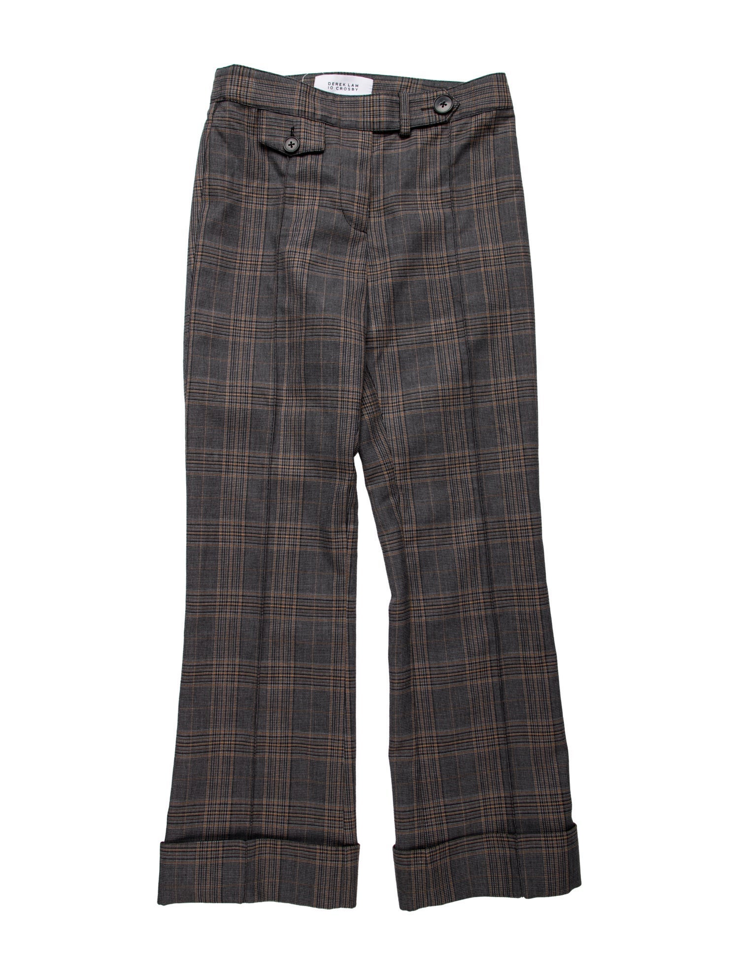 Derek Lam 10 Crosby Plaid Print Straight Leg Pants