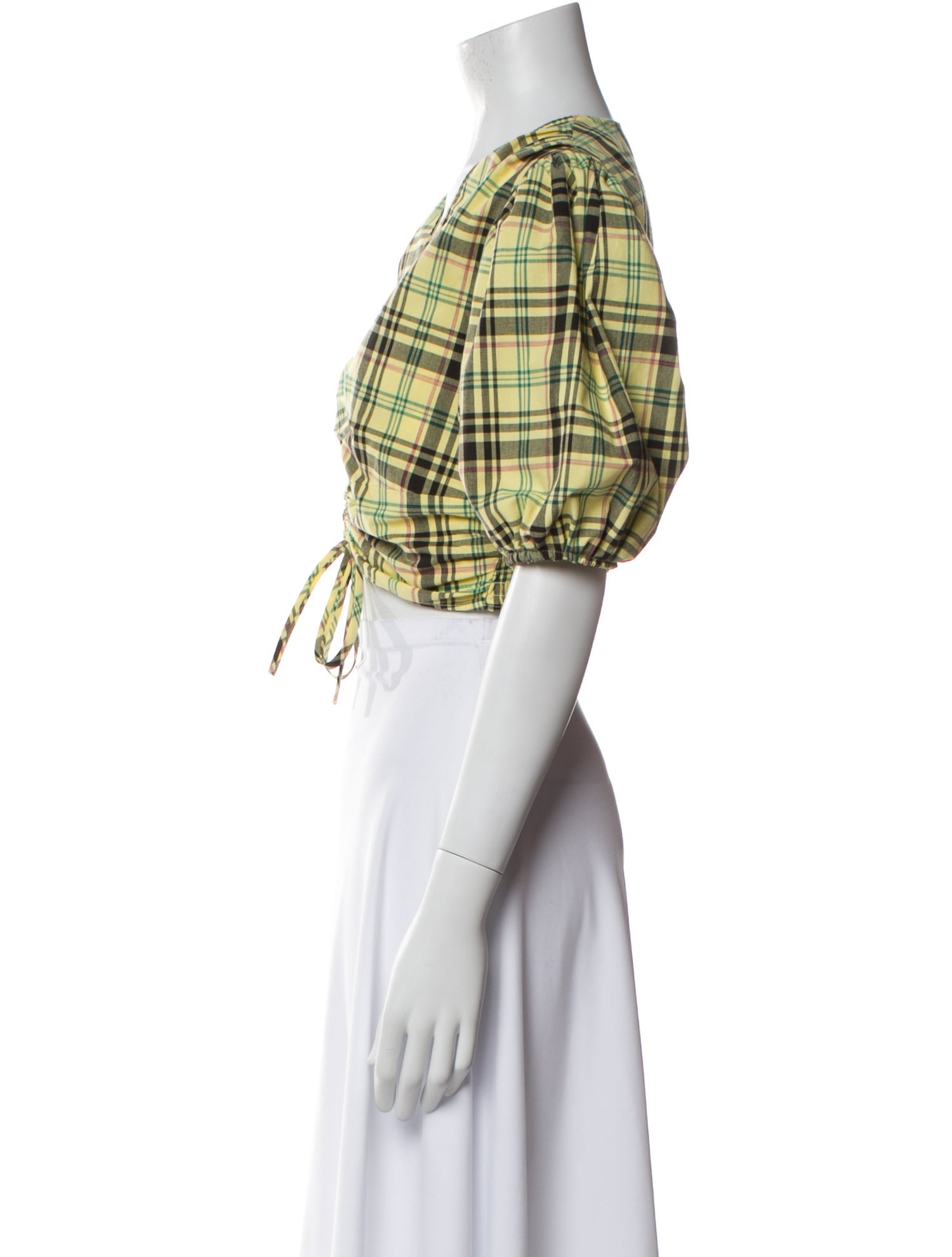 Derek Lam 10 Crosby Plaid Print V-Neck Crop Top w/ Tags