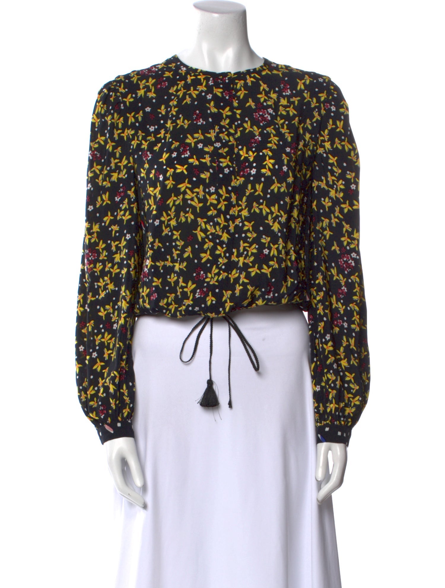 Derek Lam 10 Crosby Floral Print Crew Neck Crop Top