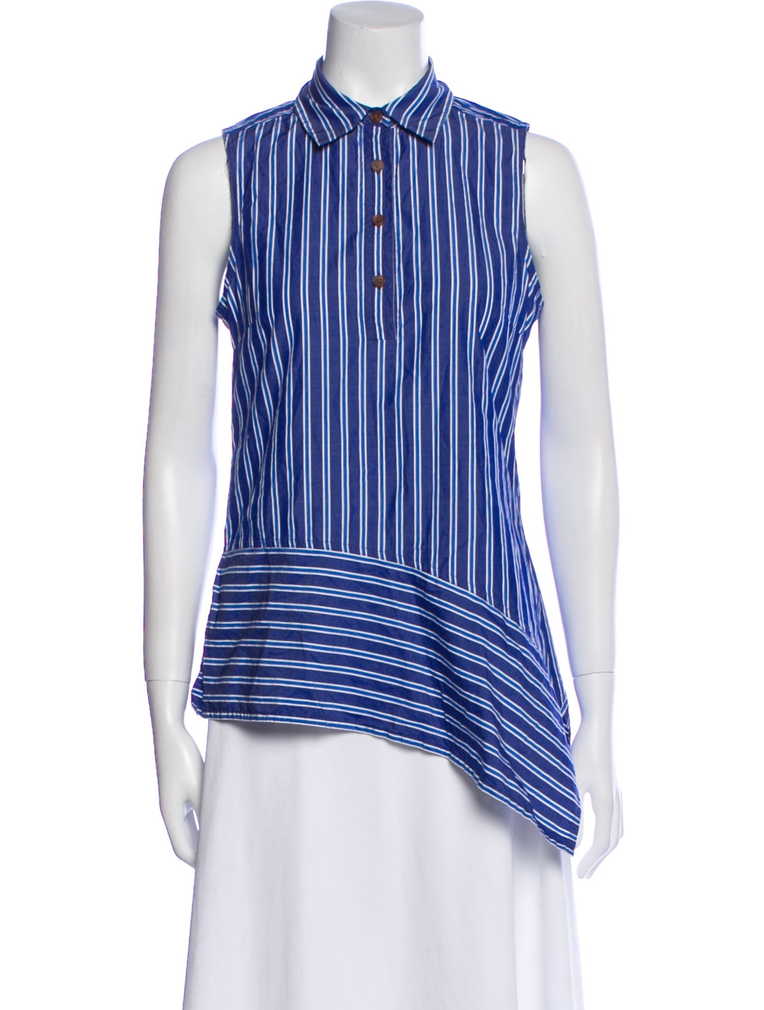 Derek Lam 10 Crosby Striped Sleeveless Button-Up Top