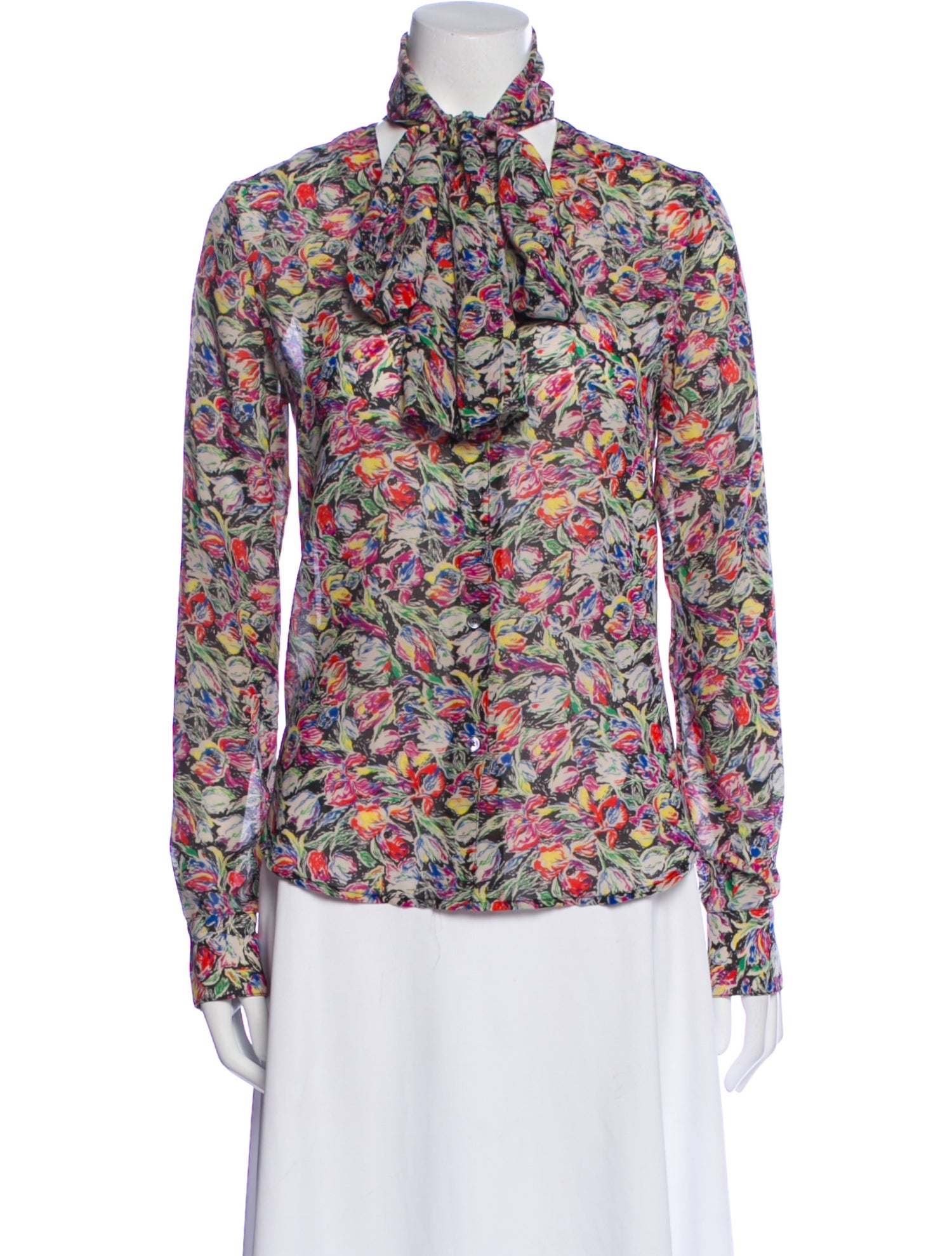 Derek Lam 10 Crosby Floral Print Long Sleeve Button-Up Top