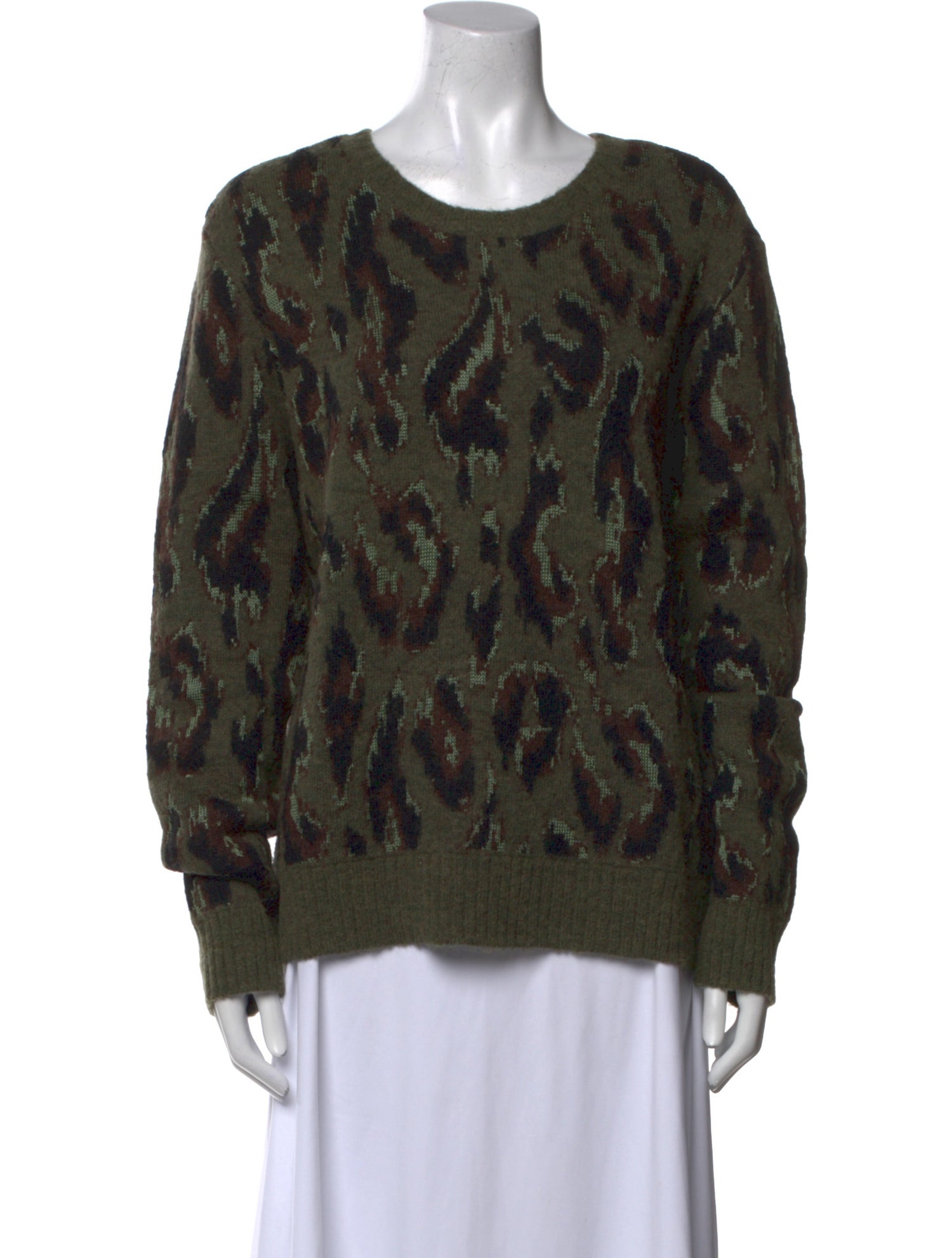 Derek Lam 10 Crosby Animal Print Crew Neck Sweater