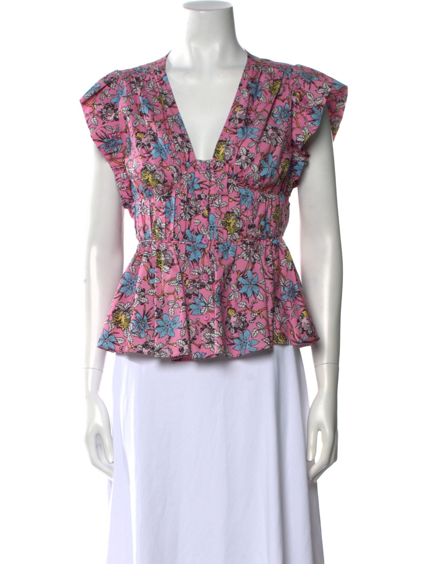 Derek Lam 10 Crosby Floral Print V-Neck Blouse