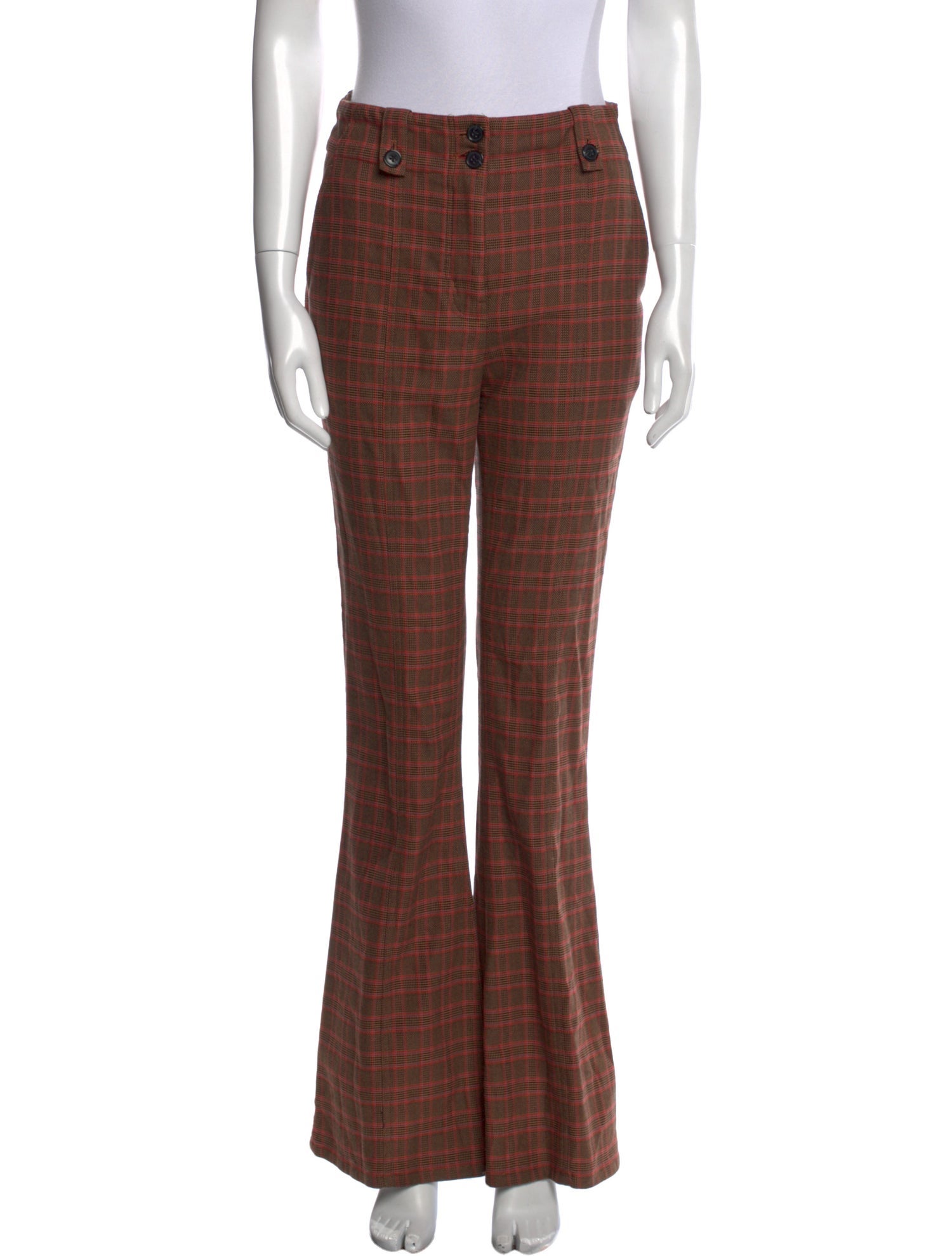 Derek Lam 10 Crosby Plaid Print Wide Leg Pants
