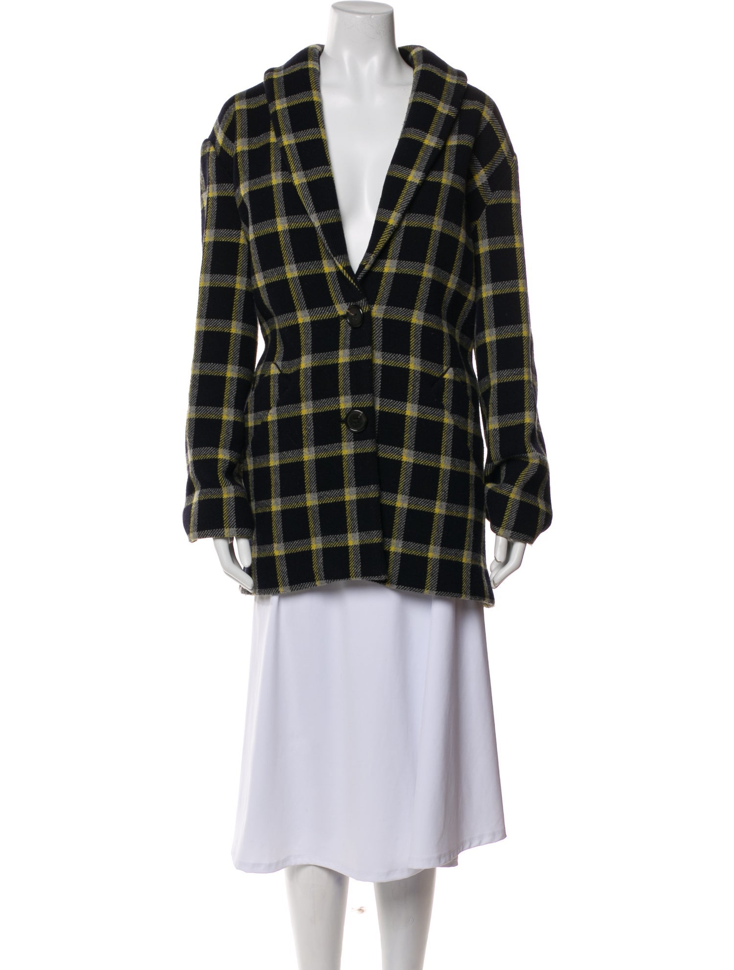 Derek Lam 10 Crosby Wool Plaid Print Blazer