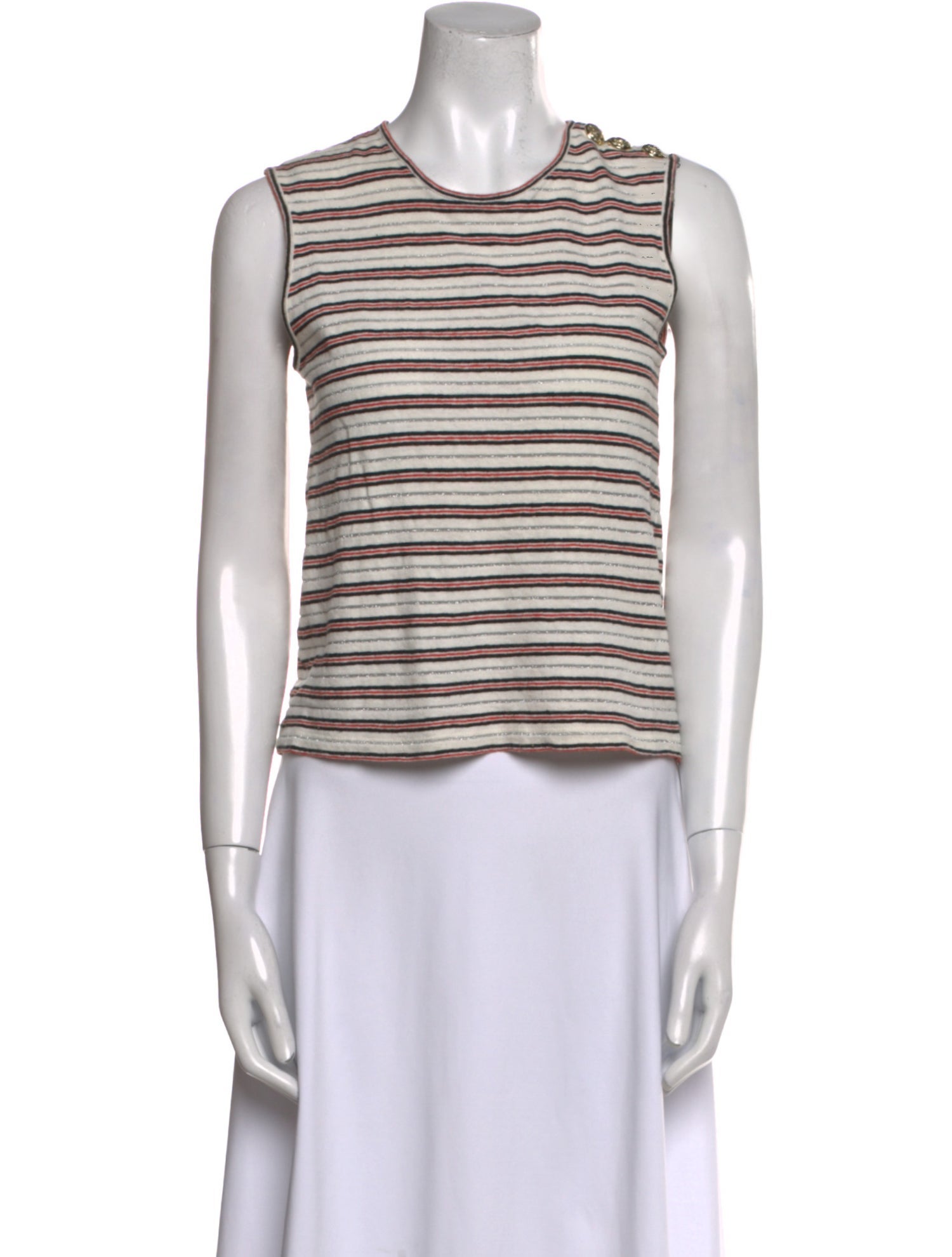 Derek Lam 10 Crosby Striped Crew Neck Crop Top